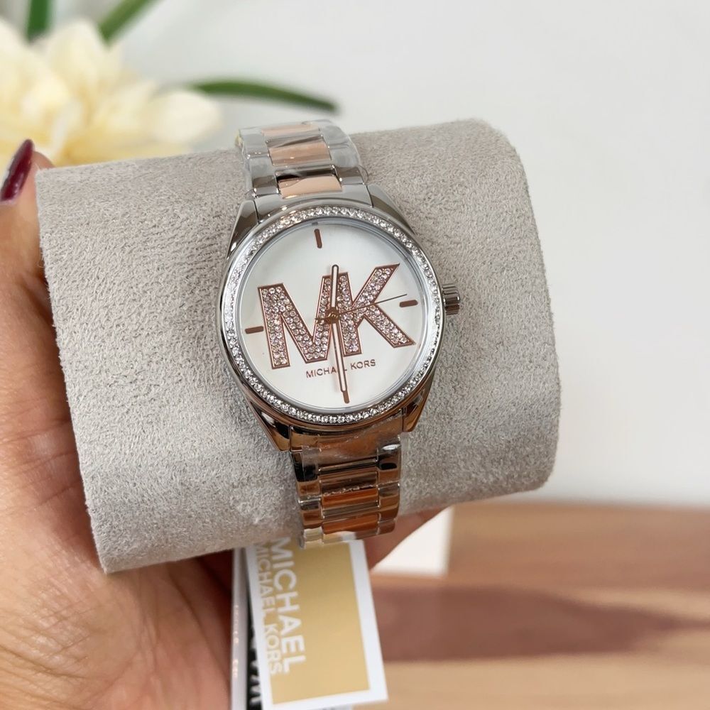 NWT Michael Kors Janelle Silver Dial Two Tone Watch MK7383 - Picture 2 of 7